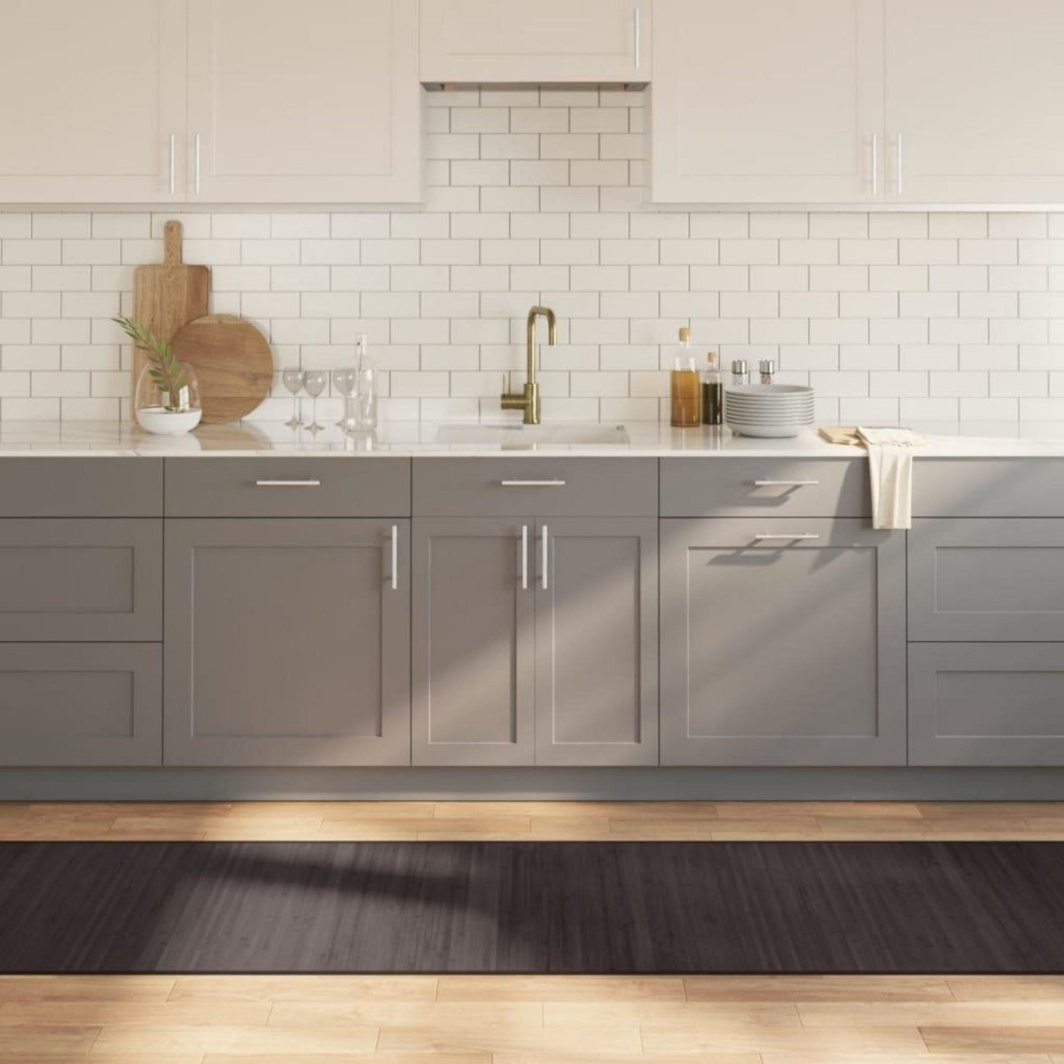 VIDAXL Tapis rectangulaire marron fonce 70x400 cm bambou