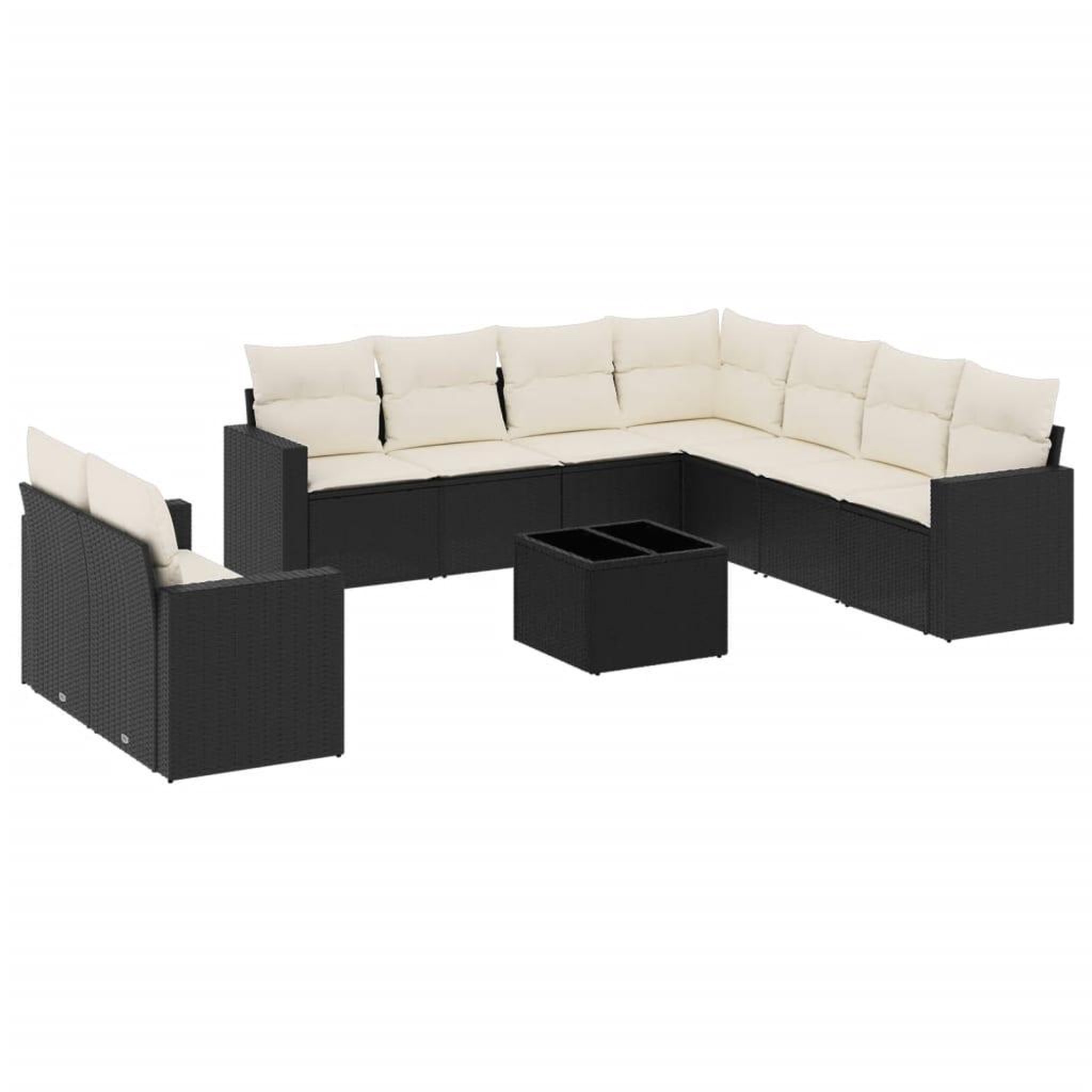 Voir la diapositive 2 : VIDAXL Salon de jardin 10 pcs avec coussins noir resine tressee