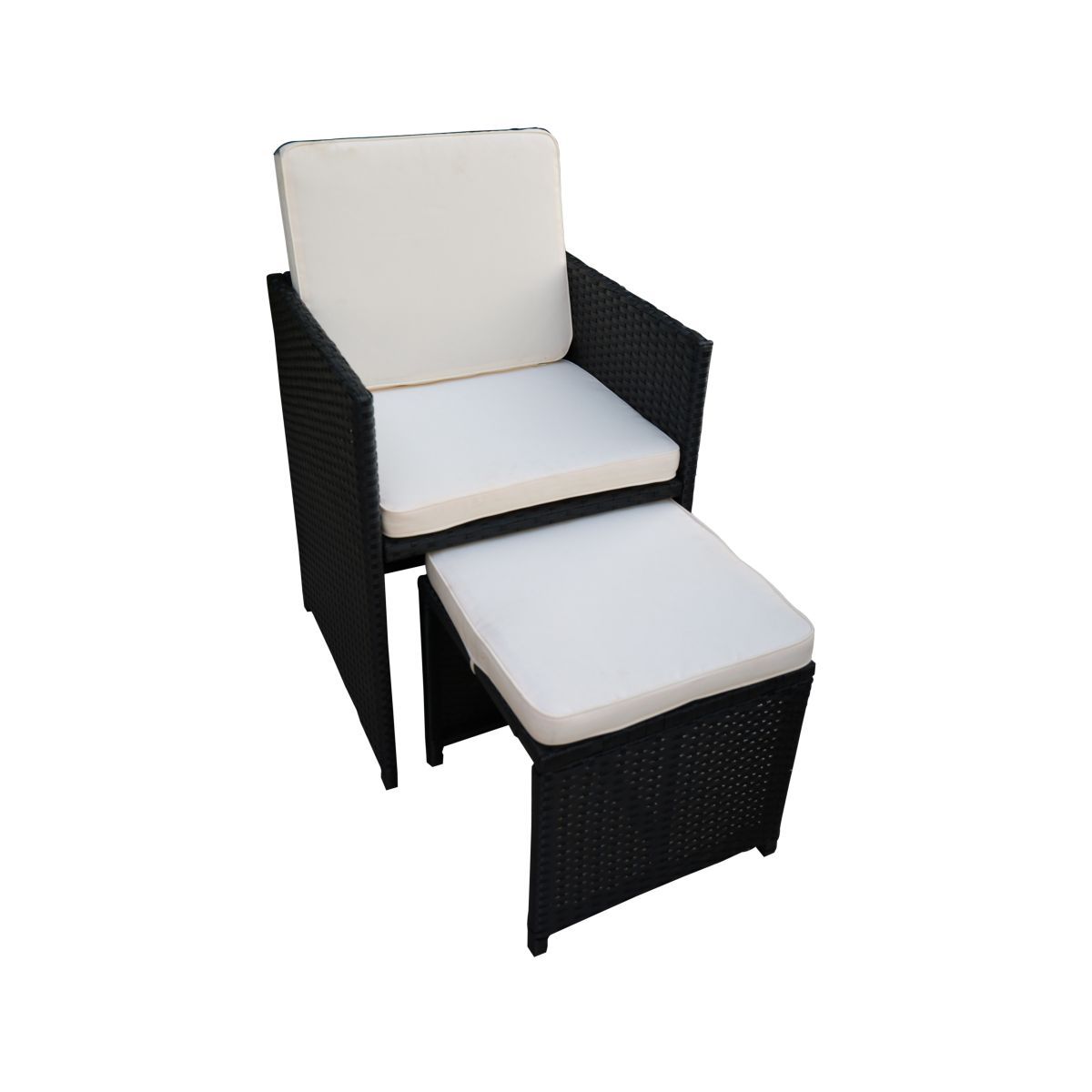 Beau rivage Salon de jardin en résine tressée noire 10/12 personnes BABYLON