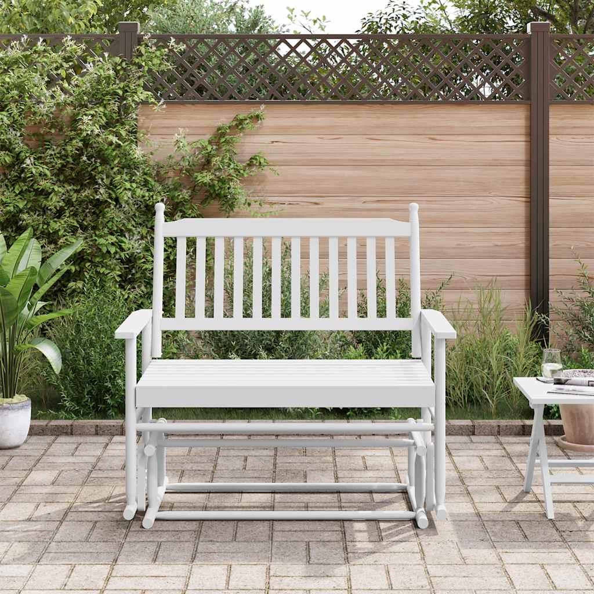 Voir la diapositive 3 : VIDAXL Banc balancelle blanc 118x70x104,5 cm bois massif de peuplier