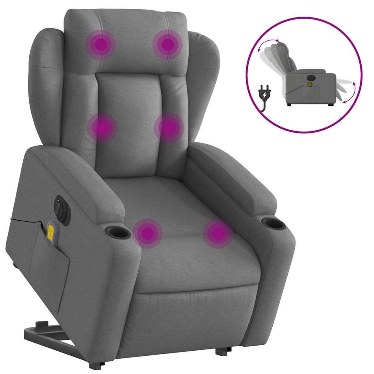VIDAXL Fauteuil inclinable de massage electrique Gris fonce Tissu