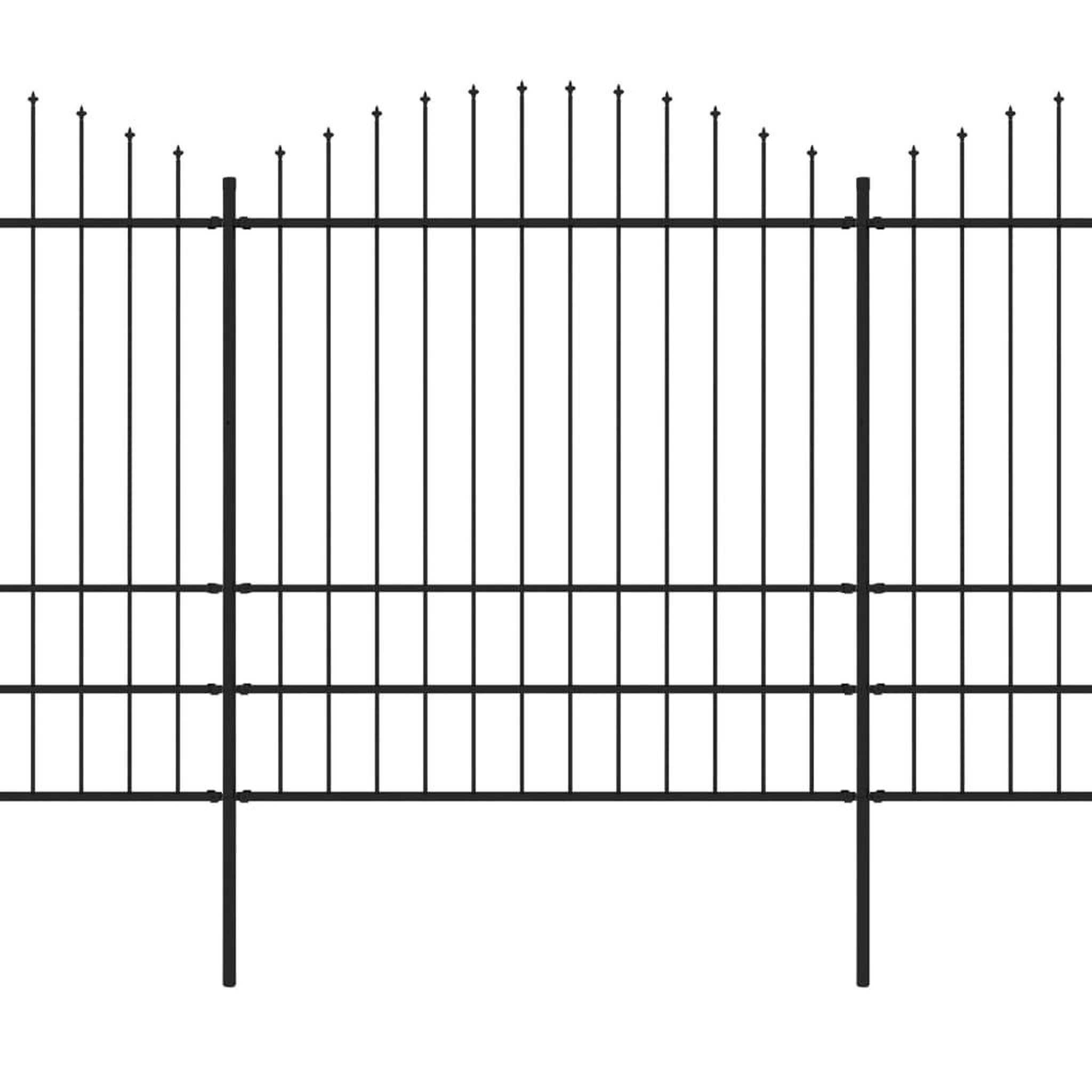 Voir la diapositive 2 : VIDAXL Cloture de jardin a dessus en lance Acier (1,75-2)x10,2 m Noir