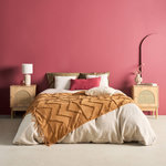 SWEEEK Lot de 2 tables de chevet bohème bois et cannage naturel 1 porte 45 x 40 x 60 cm - Judith