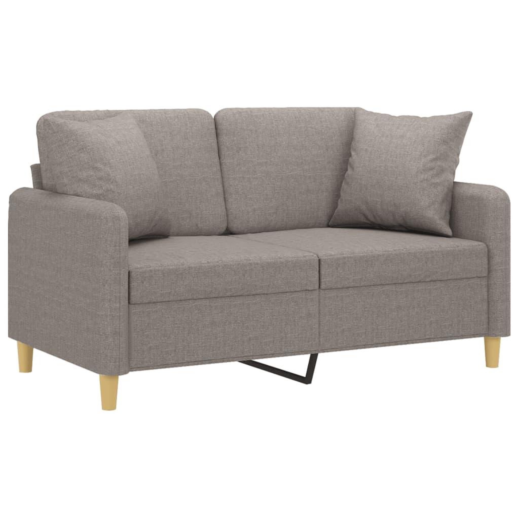 Voir la diapositive 3 : VIDAXL Canape 2 places avec oreillers decoratifs taupe 120 cm tissu