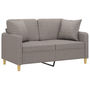 Voir la diapositive 3 : VIDAXL Canape 2 places avec oreillers decoratifs taupe 120 cm tissu
