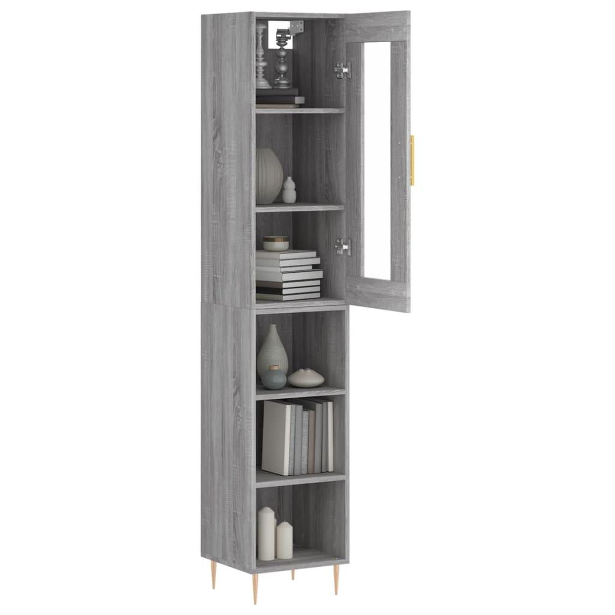 Voir la diapositive 3 : VIDAXL Buffet haut Sonoma gris 34,5x34x180 cm Bois d'ingenierie
