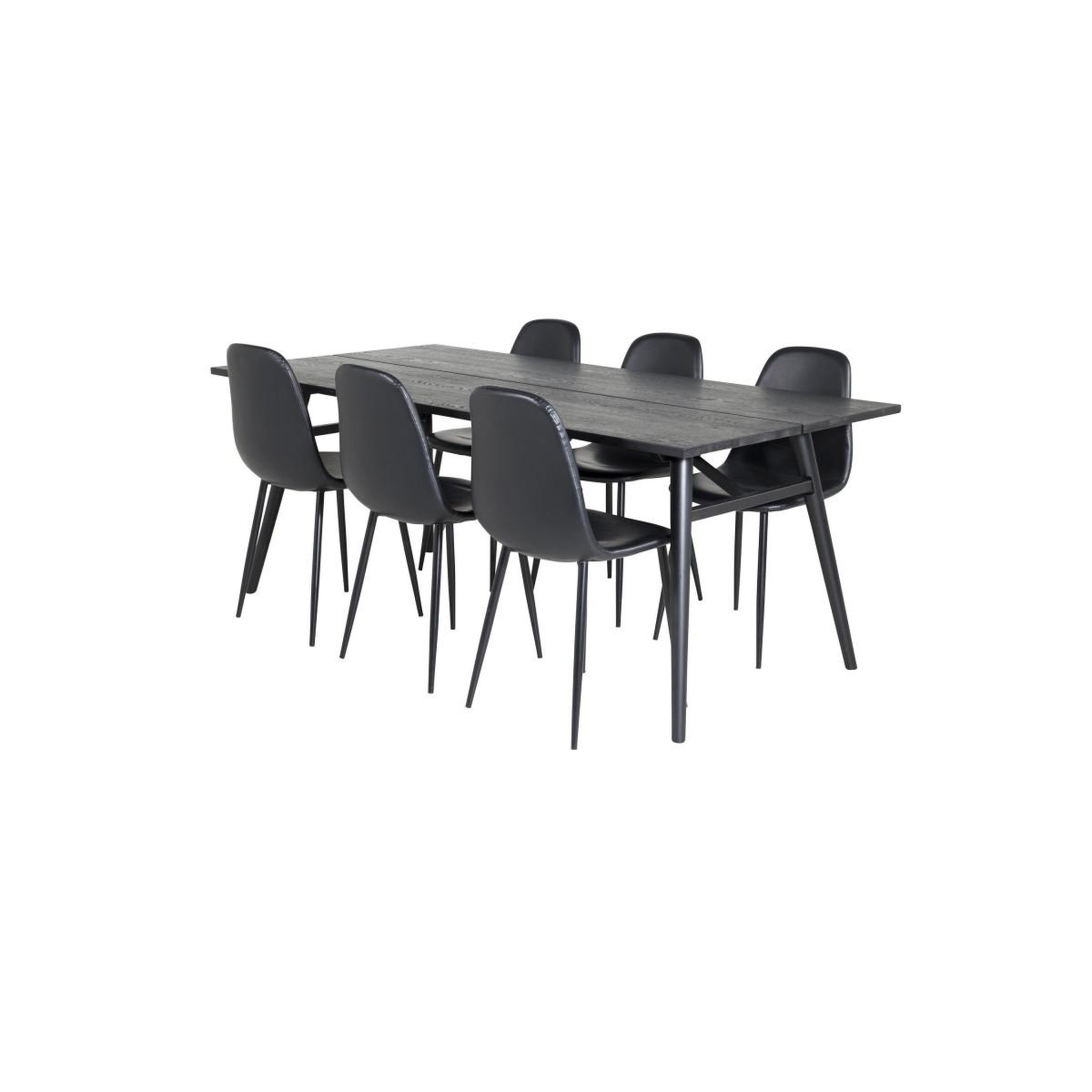 Voir la diapositive 3 : Paris Prix Ensemble table à manger extensible & 6 chaises design  sleek & polar  195-280cm noir