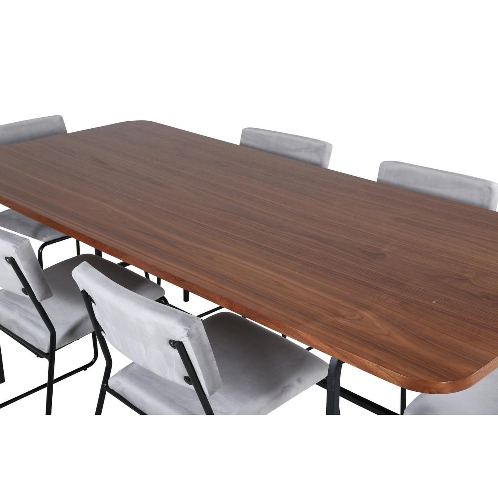 Voir la diapositive 3 : Paris Prix Ensemble table à manger & 6 chaises  uno & kenth  200cm gris & marron
