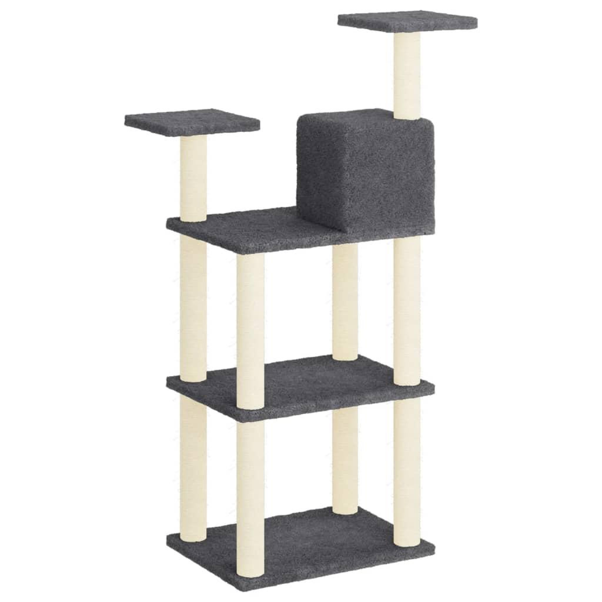 Voir la diapositive 5 : VIDAXL Arbre a chat avec griffoirs en sisal gris fonce 118,5 cm
