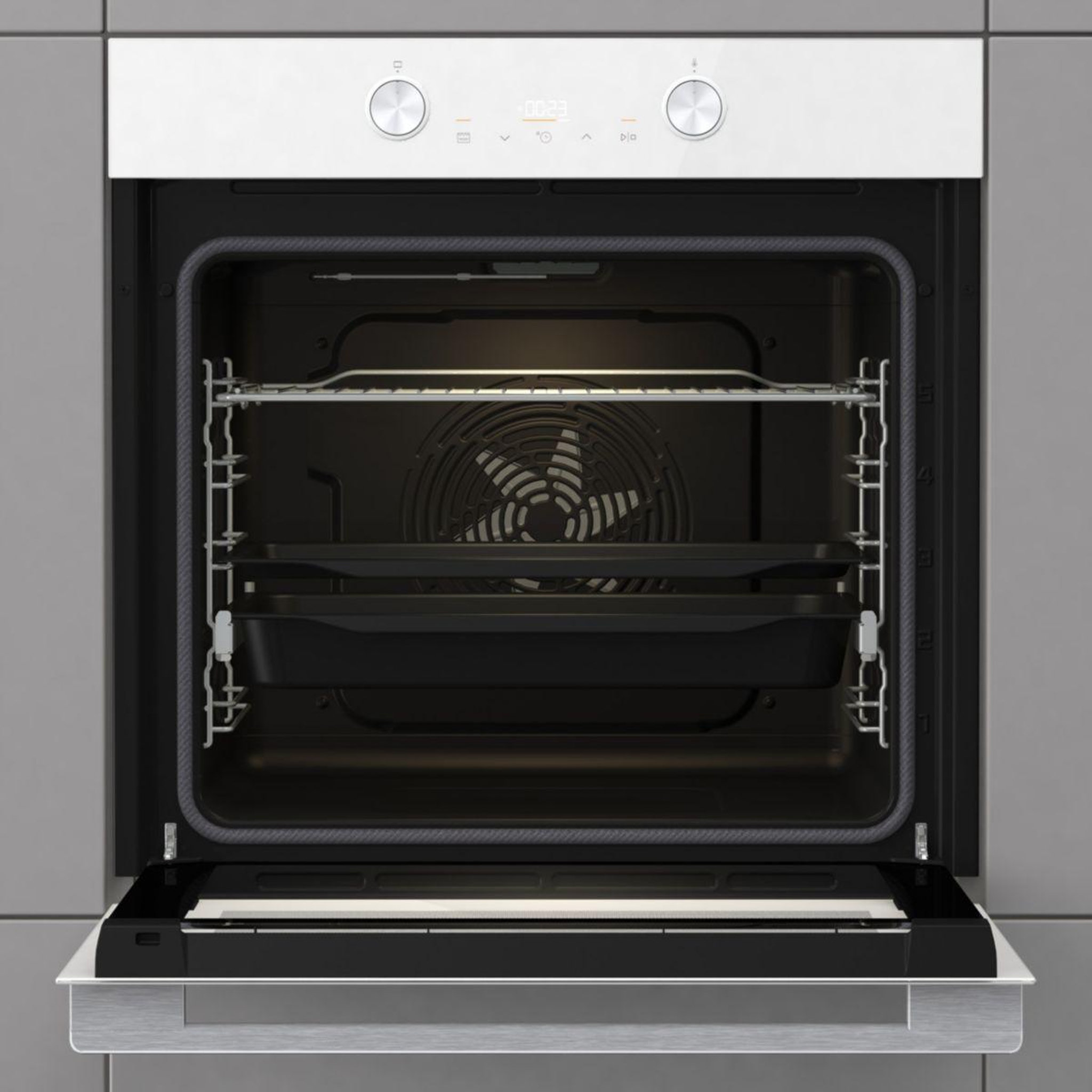 Voir la diapositive 5 : GORENJE Four encastrable bps6737e06pwg - pyrolyse - chaleur pulsée - porte froide - rails télescopiques
