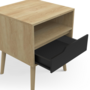 Voir la diapositive 6 : ID MARKET Lot de 2 tables de chevet HELSINKI scandinaves 1 tiroir avec niche effet hêtre et noir