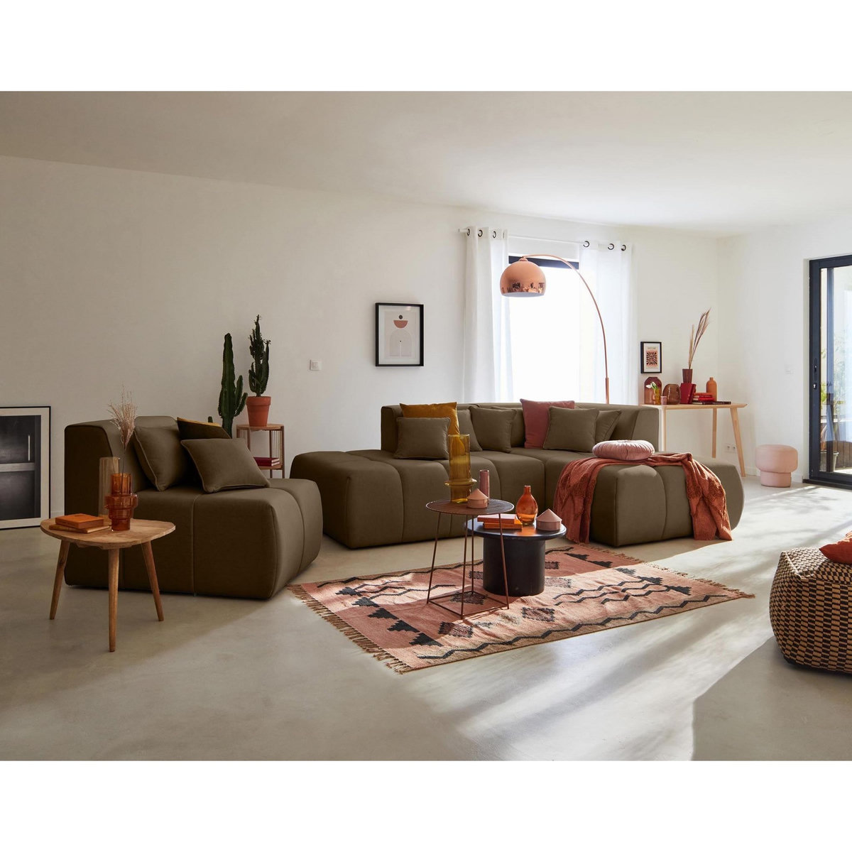 LISA DESIGN Caracas - canapé modulable d'angle droit - 5 places - en tissu