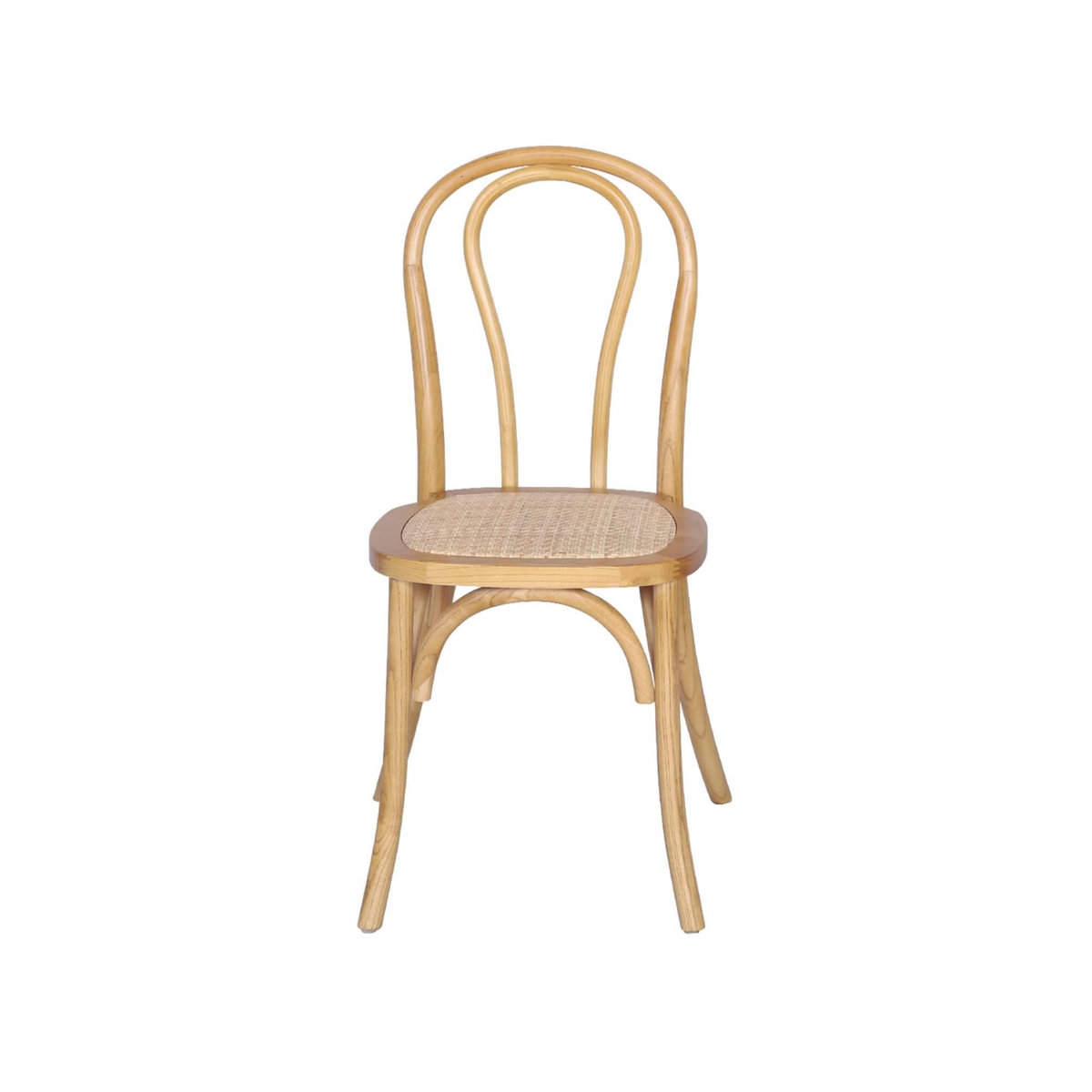 SWEEEK Lot de 4 chaises vintage en bois avec assise en rotin et dossier arrondi. coloris naturel. L 48 x P 49.5 x H 90cm