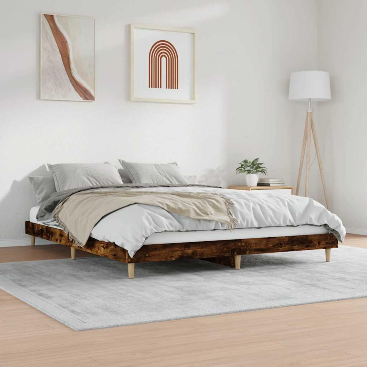 VIDAXL Cadre de lit sans matelas chene fume 120x200 cm bois ingenierie