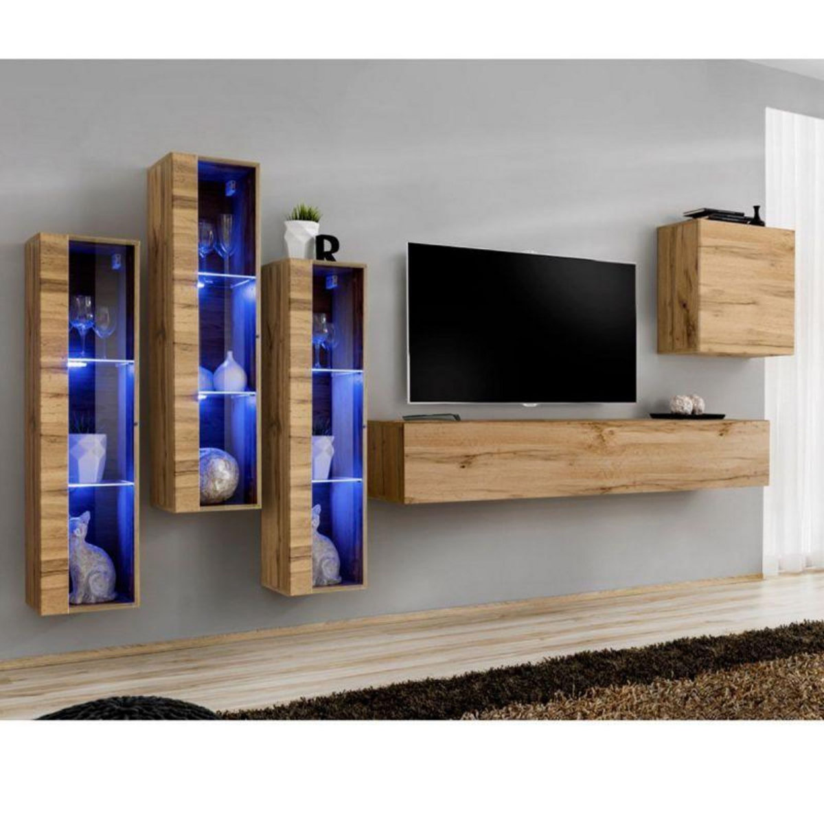 Paris Prix Meuble TV Mural Design  Switch XIII  330cm Naturel