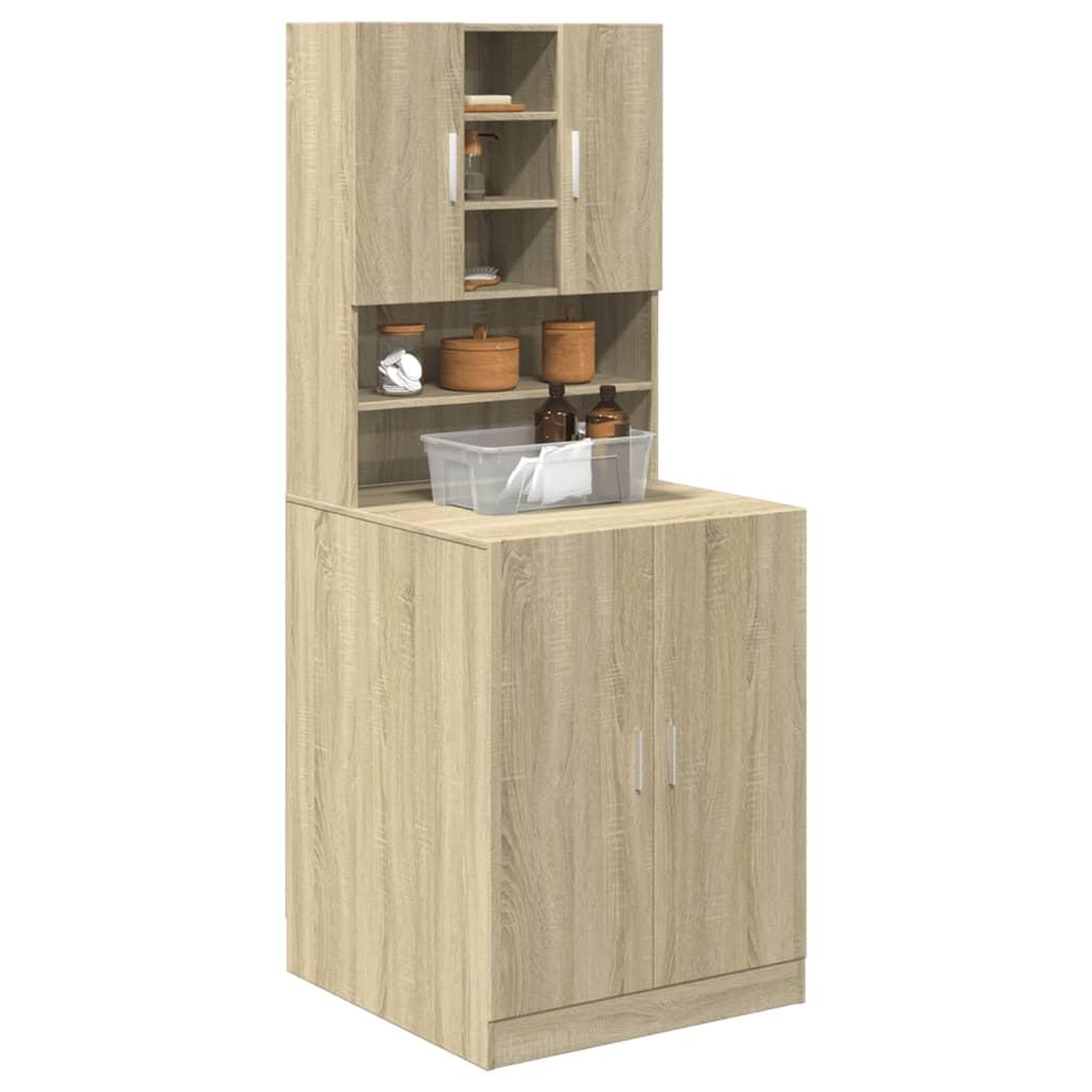 Voir la diapositive 4 : VIDAXL Meuble pour machine a laver Chene sonoma 70,5x24x90 cm