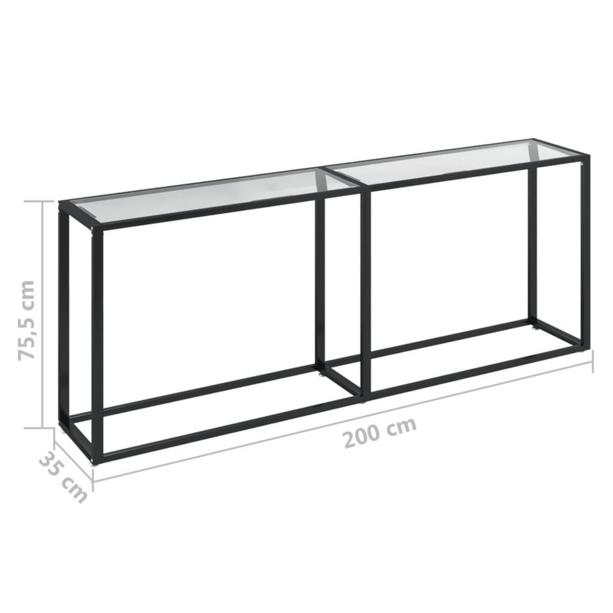 VIDAXL Table console Transparent 200x35x75,5 cm Verre trempe