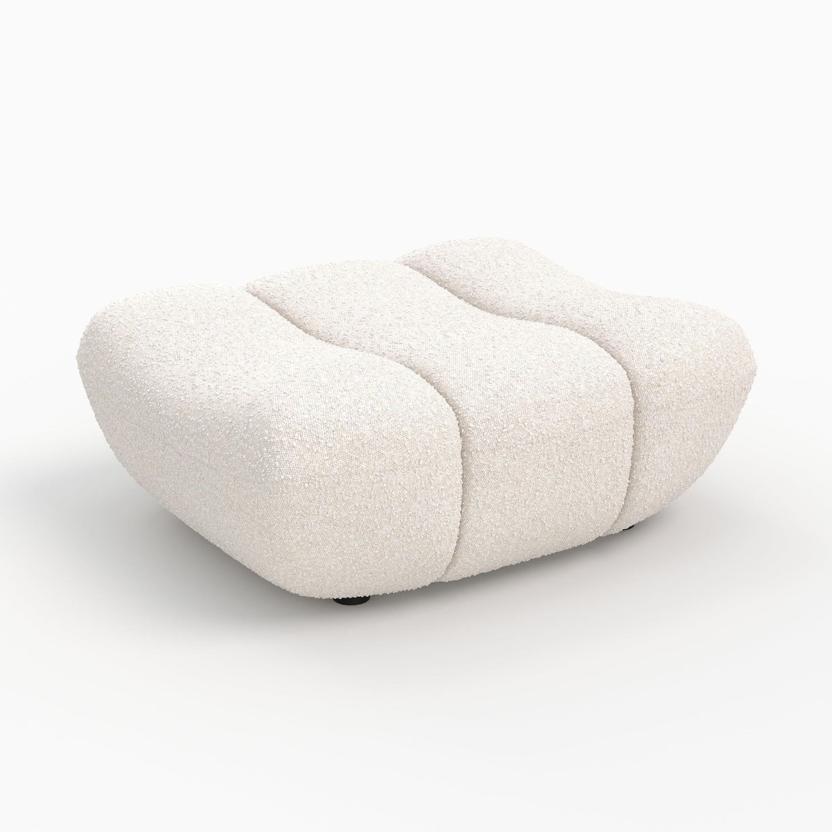 Rendez vous déco Pouf repose-pieds en tissu bouclé blanc-Teddy