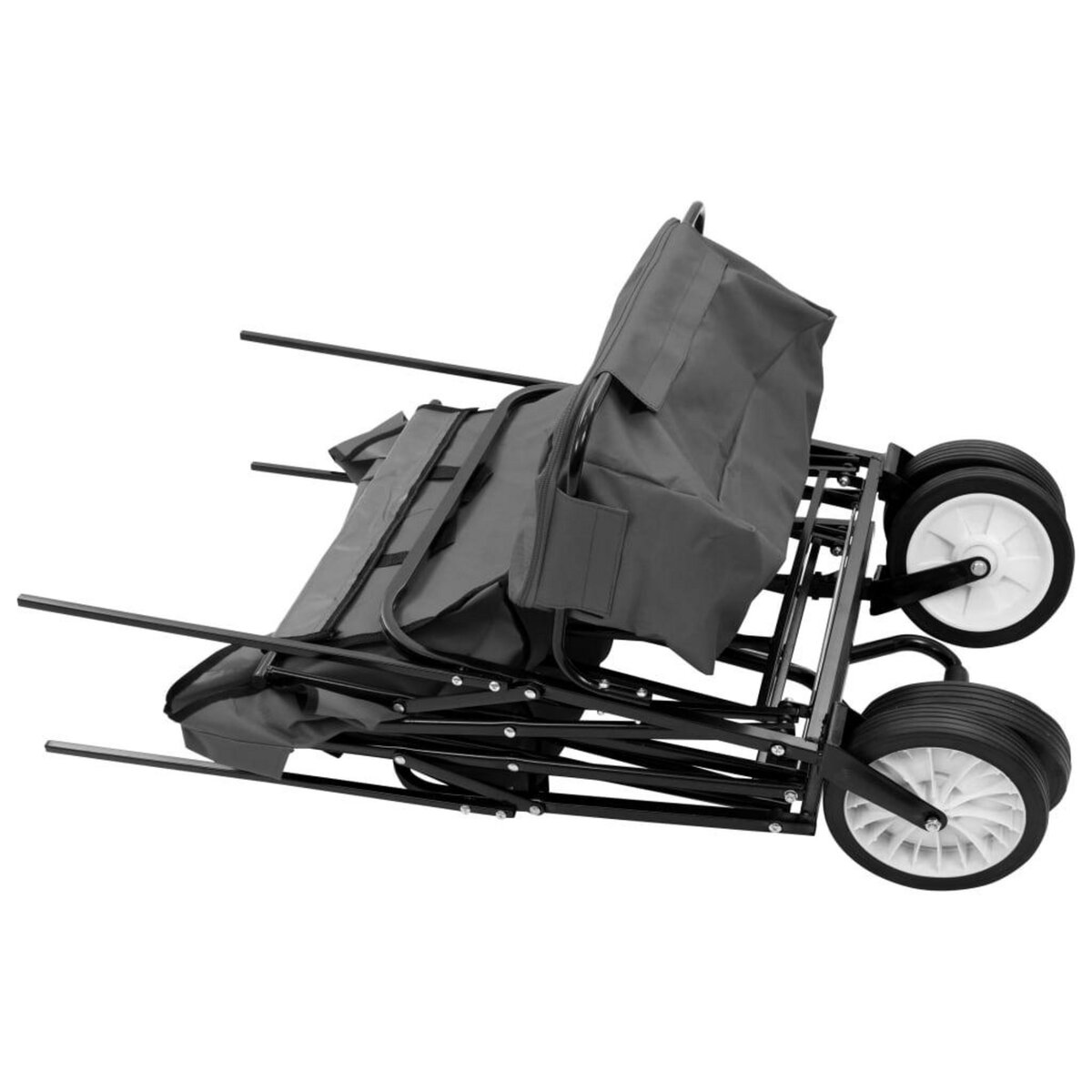 VIDAXL Chariot a main pliable avec toit Acier Gris