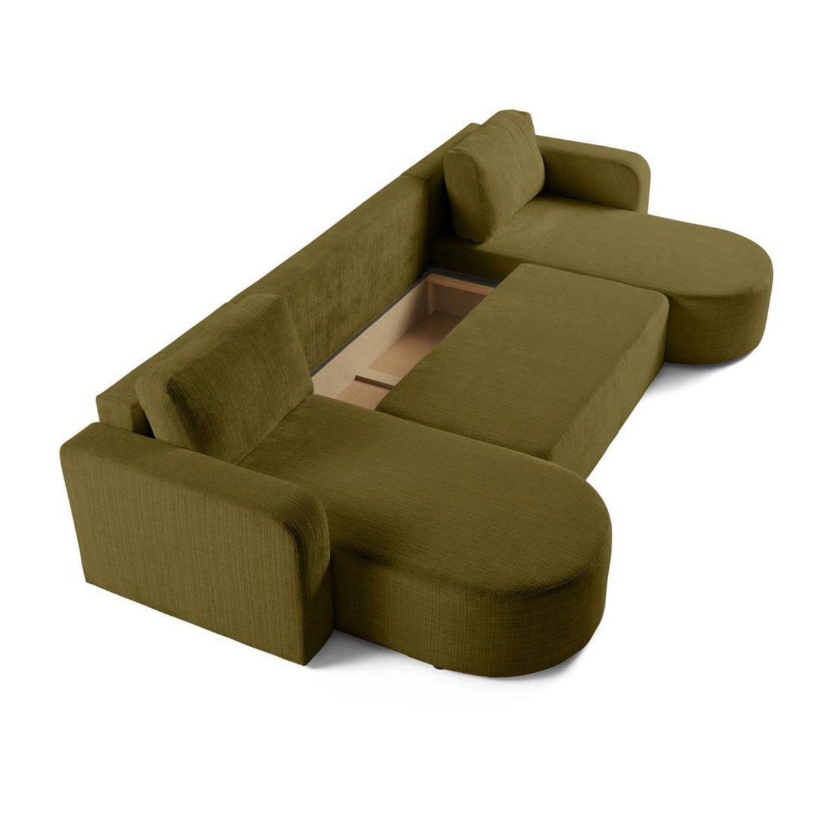 BEST MOBILIER Miro - canapé panoramique en u 7 places - convertible avec coffre - en velours texturé