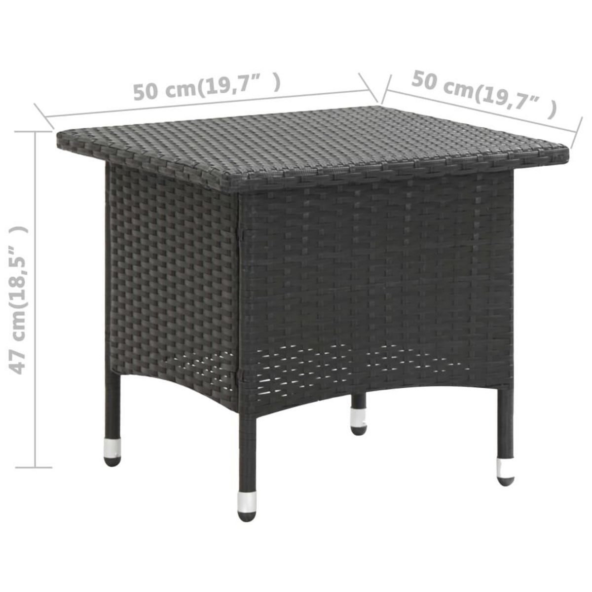 VIDAXL Table a the Noir 50x50x47 cm Resine tressee