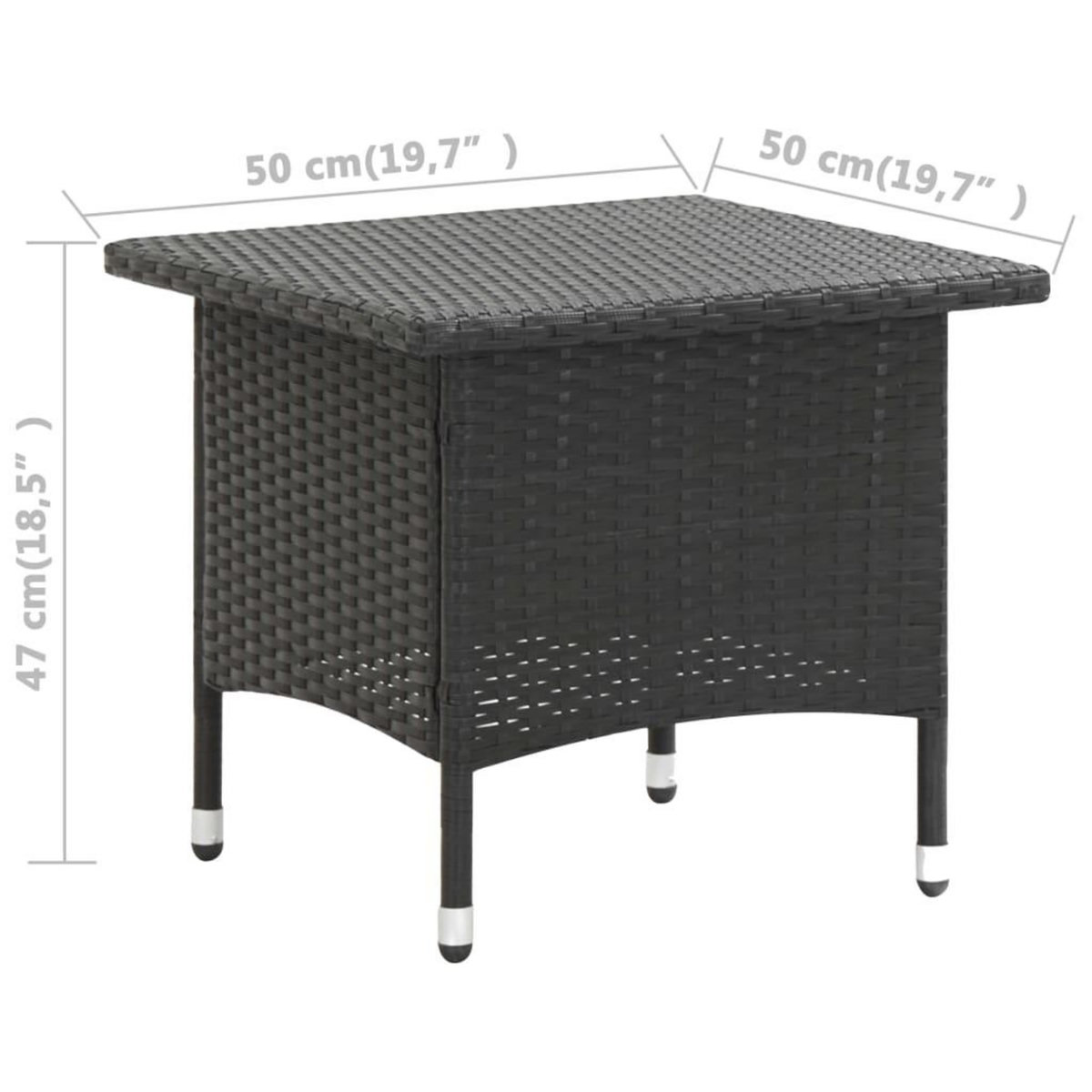 VIDAXL Table a the Noir 50x50x47 cm Resine tressee
