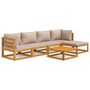Voir la diapositive 2 : VIDAXL Salon de jardin 6 pcs avec coussins taupe bois massif