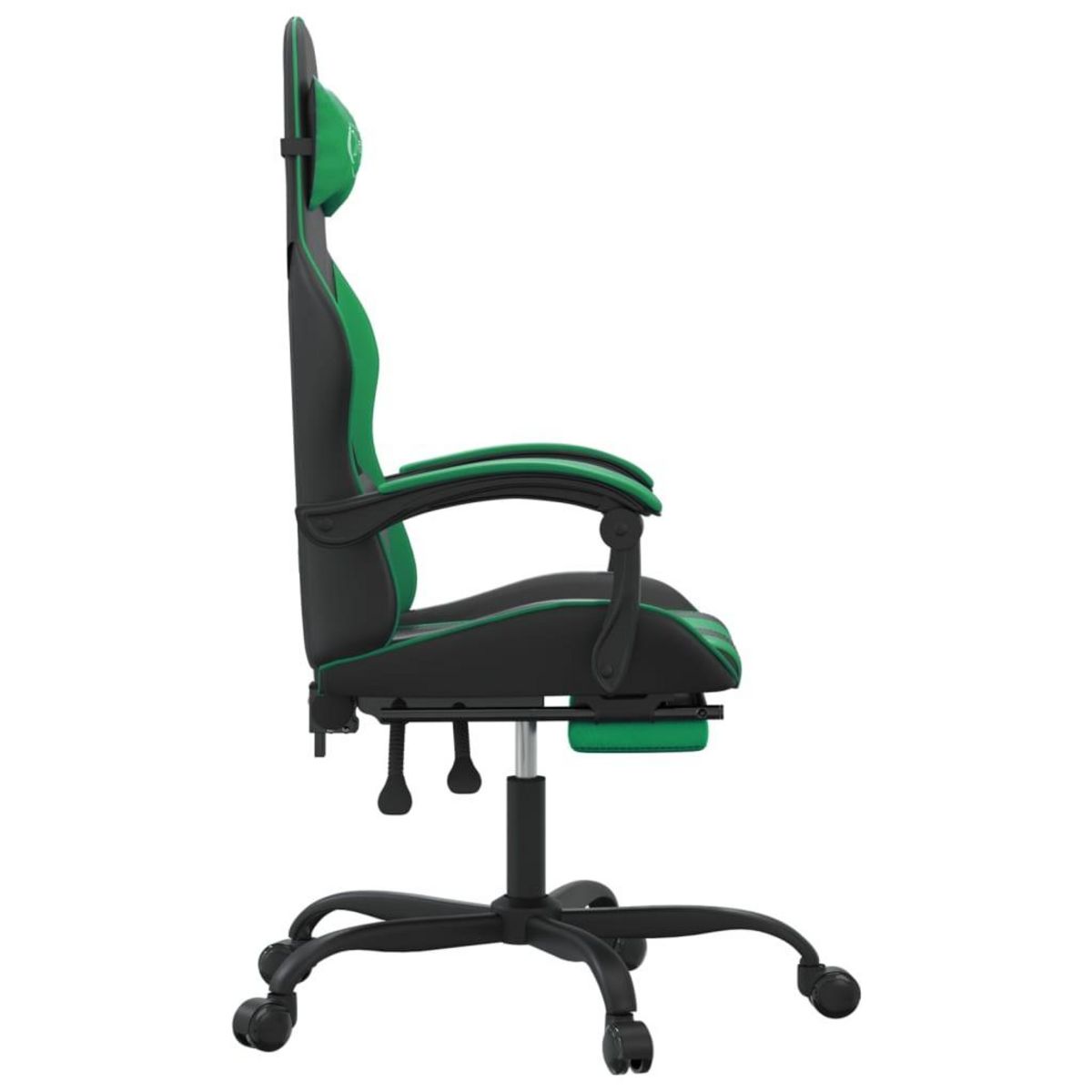 VIDAXL Chaise de jeu pivotante et repose-pied Noir et vert Similicuir
