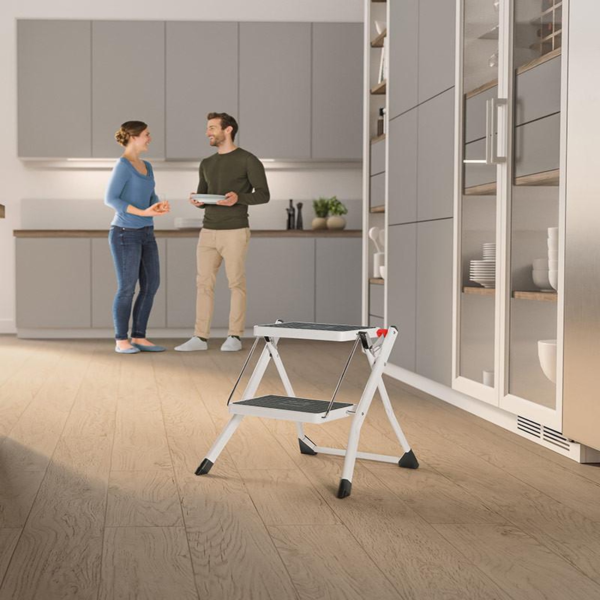 Voir la diapositive 5 : HAILO Marche pied 2 marches pliable antidérapant en acier Hailo Mini