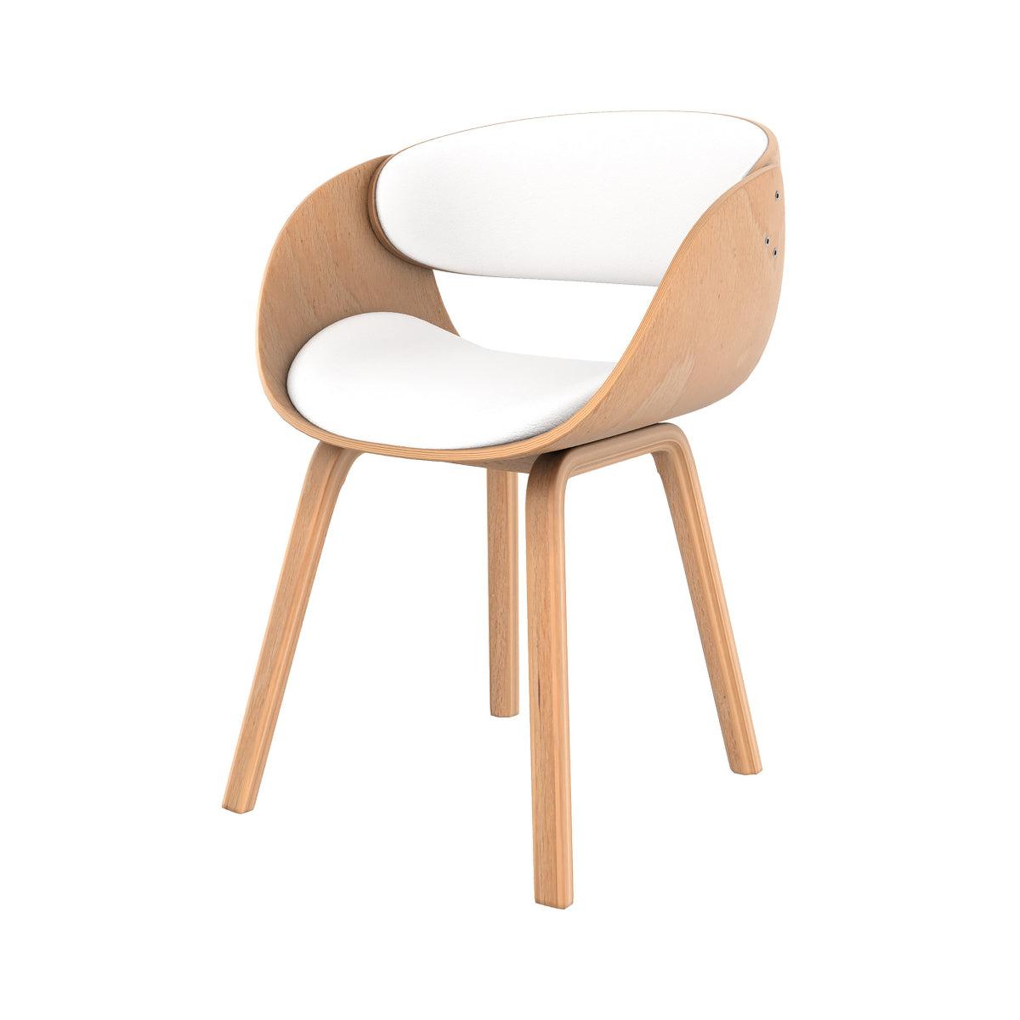 MAISON PAVANE Chaise en bois clair et pu blanc-adelmar