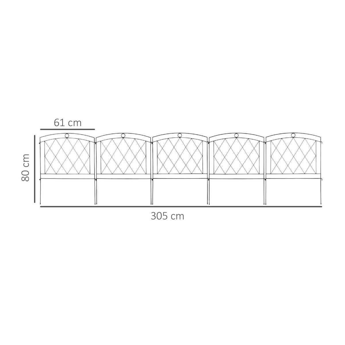 OUTSUNNY Lot de 5 panneaux de clôture de jardin métal noir