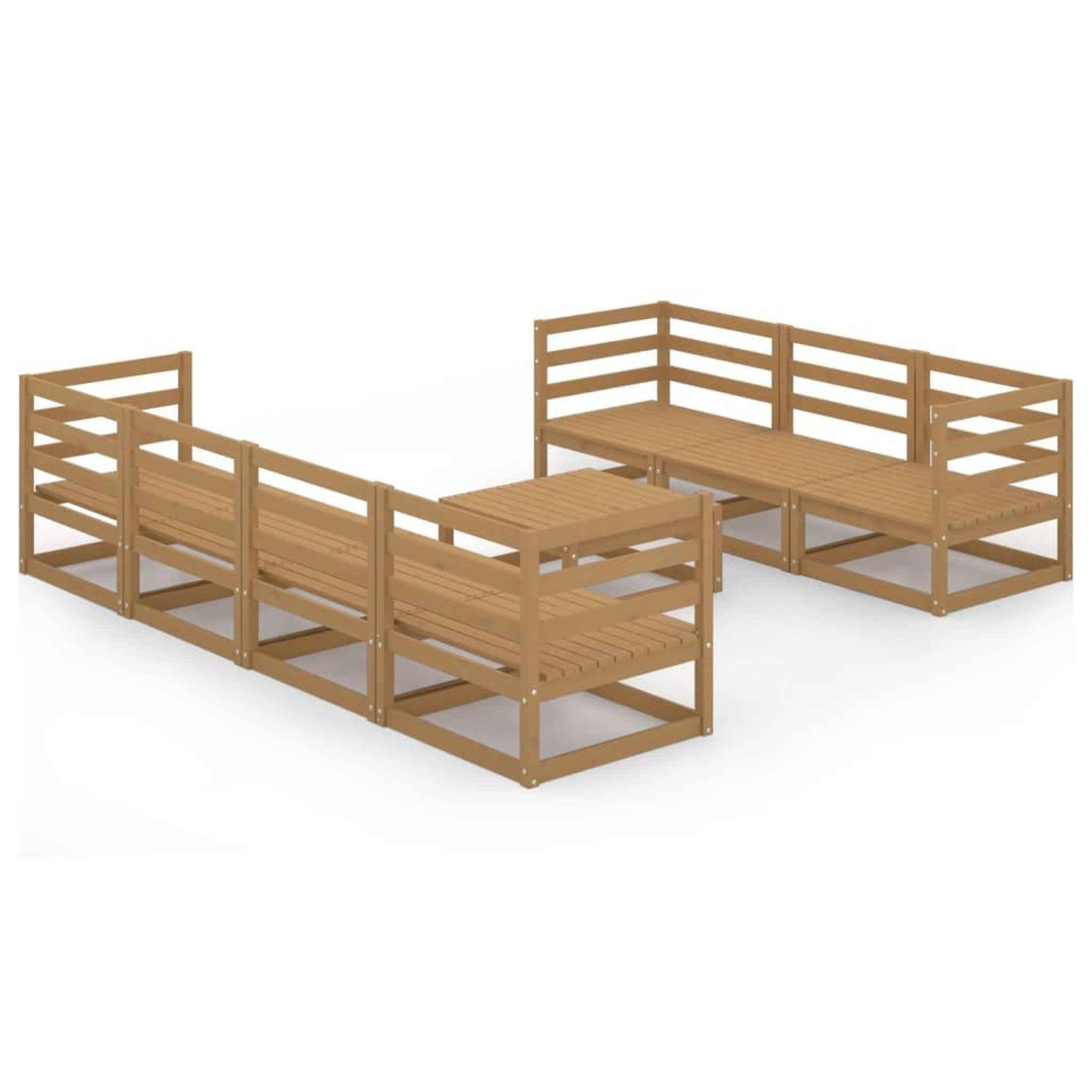 Voir la diapositive 2 : VIDAXL Salon de jardin 8 pcs marron miel bois de pin massif