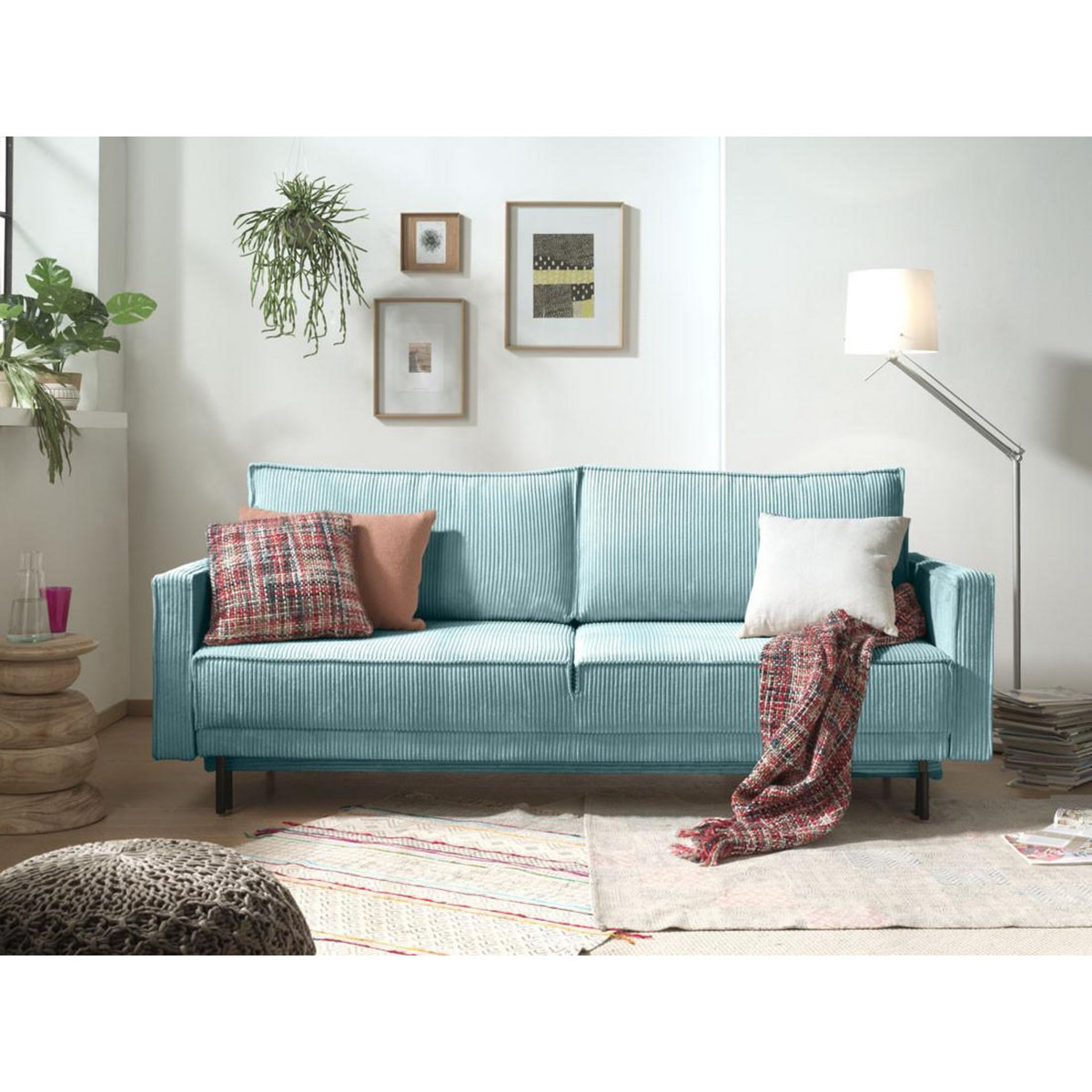 LISA DESIGN Charlie - canapé 3 places convertible avec coffre - en velours côtelé