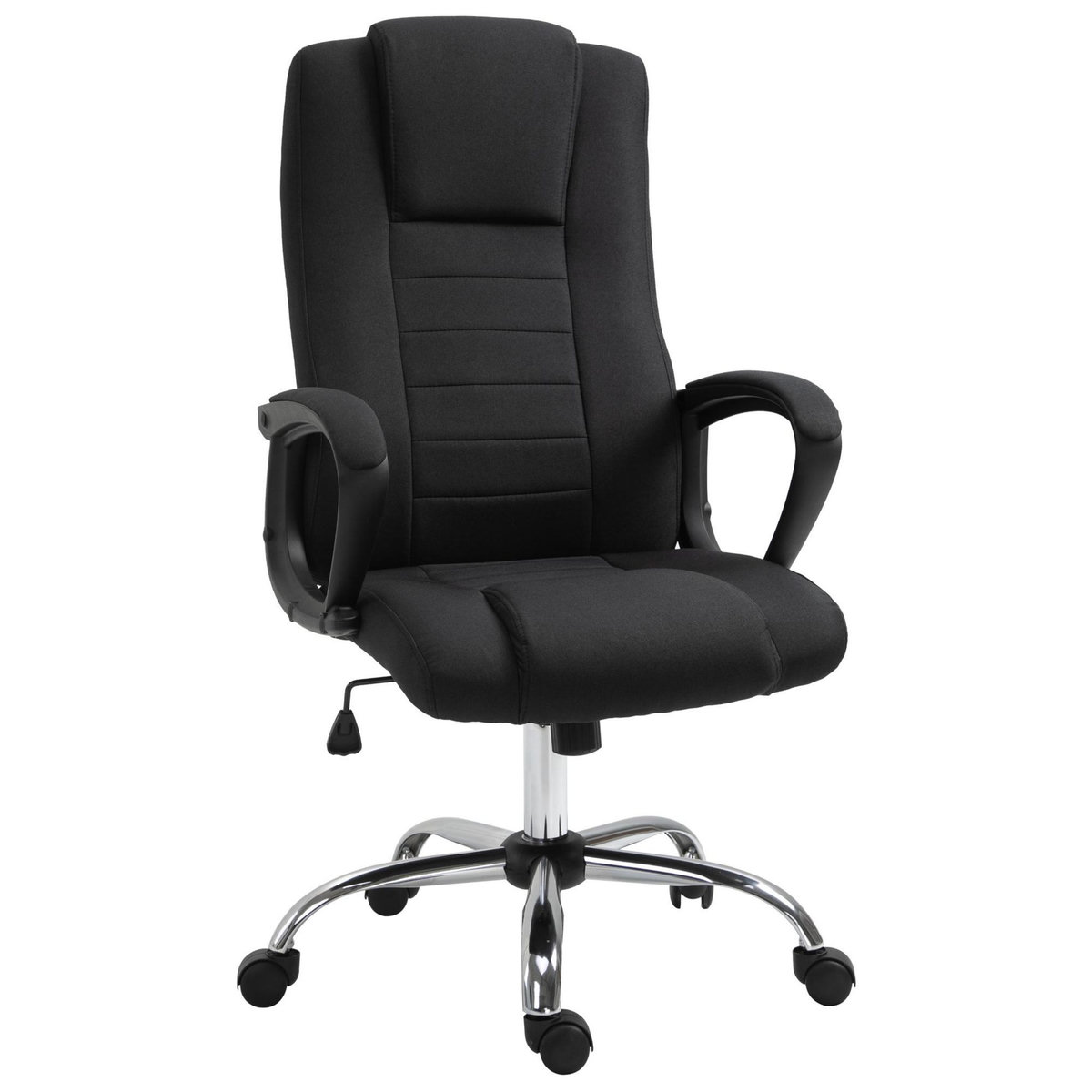 HOMCOM HOMCOM Fauteuil de bureau à roulettes chaise manager ergonomique pivotante hauteur réglable lin noir