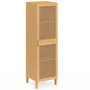 Voir la diapositive 1 : ID MARKET Armoire de rangement EDHEN 1 porte 3 étagères bois et cannage