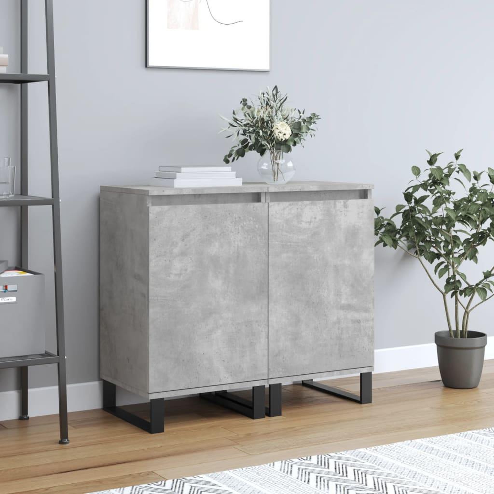 VIDAXL Buffets 2 pcs gris beton 40x35x70 cm bois d'ingenierie