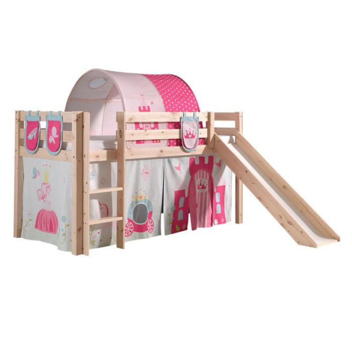 Paris Prix Pack - Lit Enfant, Tente, 3 Pochettes & Tunnel  Pino Princesse  Naturel