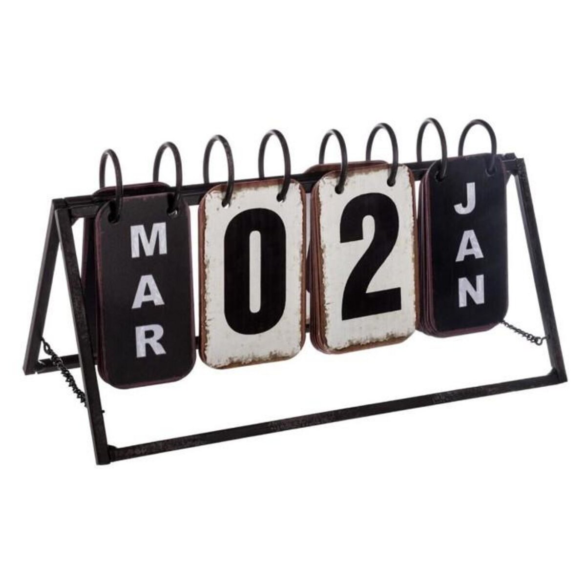 ATMOSPHERA Calendrier Vintage en Métal  Perpétuel  27cm Noir