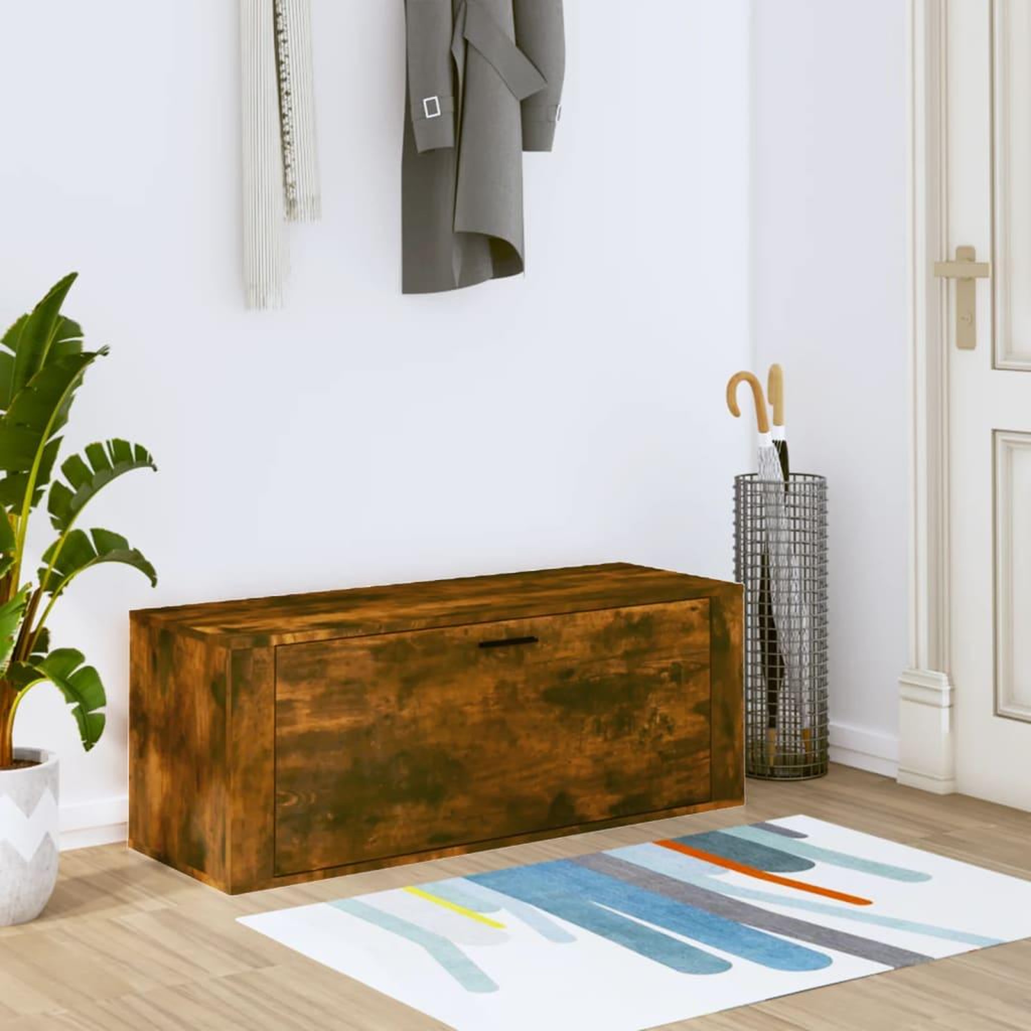Voir la diapositive 1 : VIDAXL Armoire a chaussures murale Chene fume 100x35x38 cm