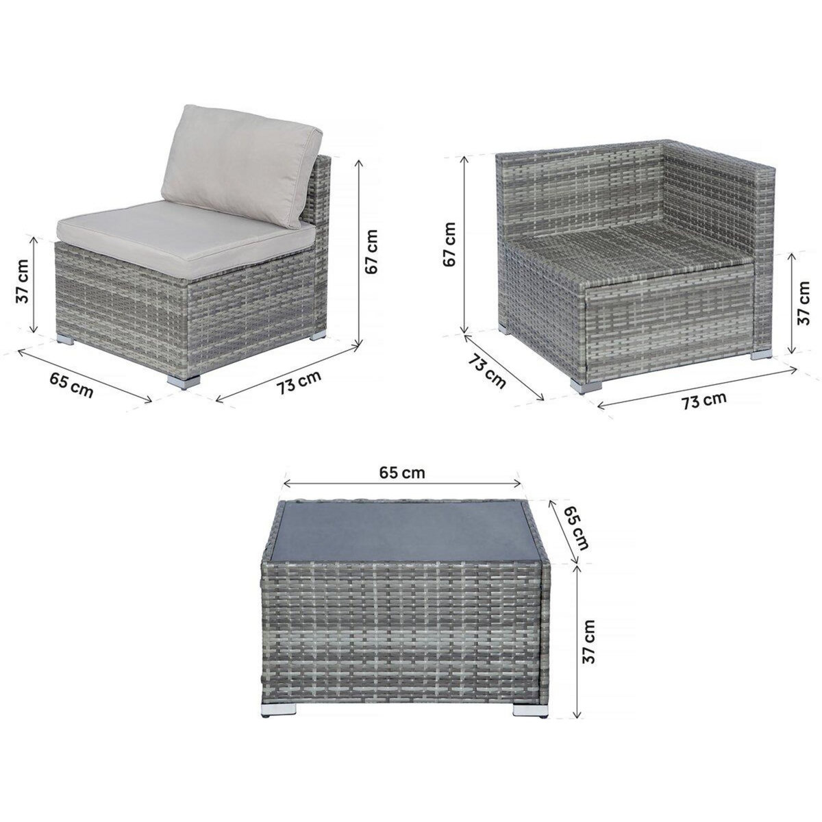 Habitat et Jardin Salon de jardin panoramique en résine tressée  Nelson  - 6 places - Gris