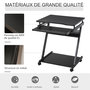 Voir la diapositive 6 : HOMCOM Bureau informatique roulant - bureau mobile - table d'ordinateur - tablette coulissante clavier + étagère - noir