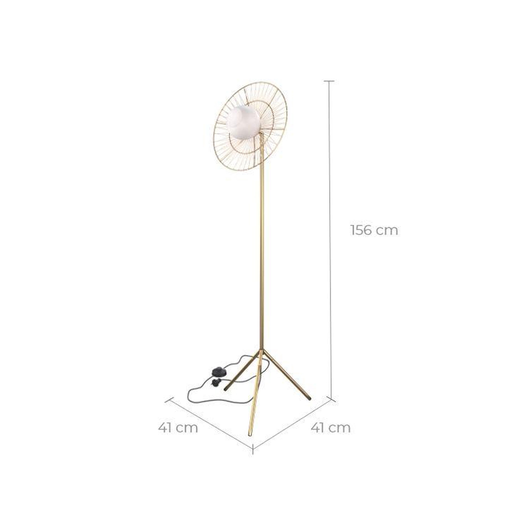 Voir la diapositive 4 : MAISON PAVANE Lampadaire en métal doré 156 cm-bandia