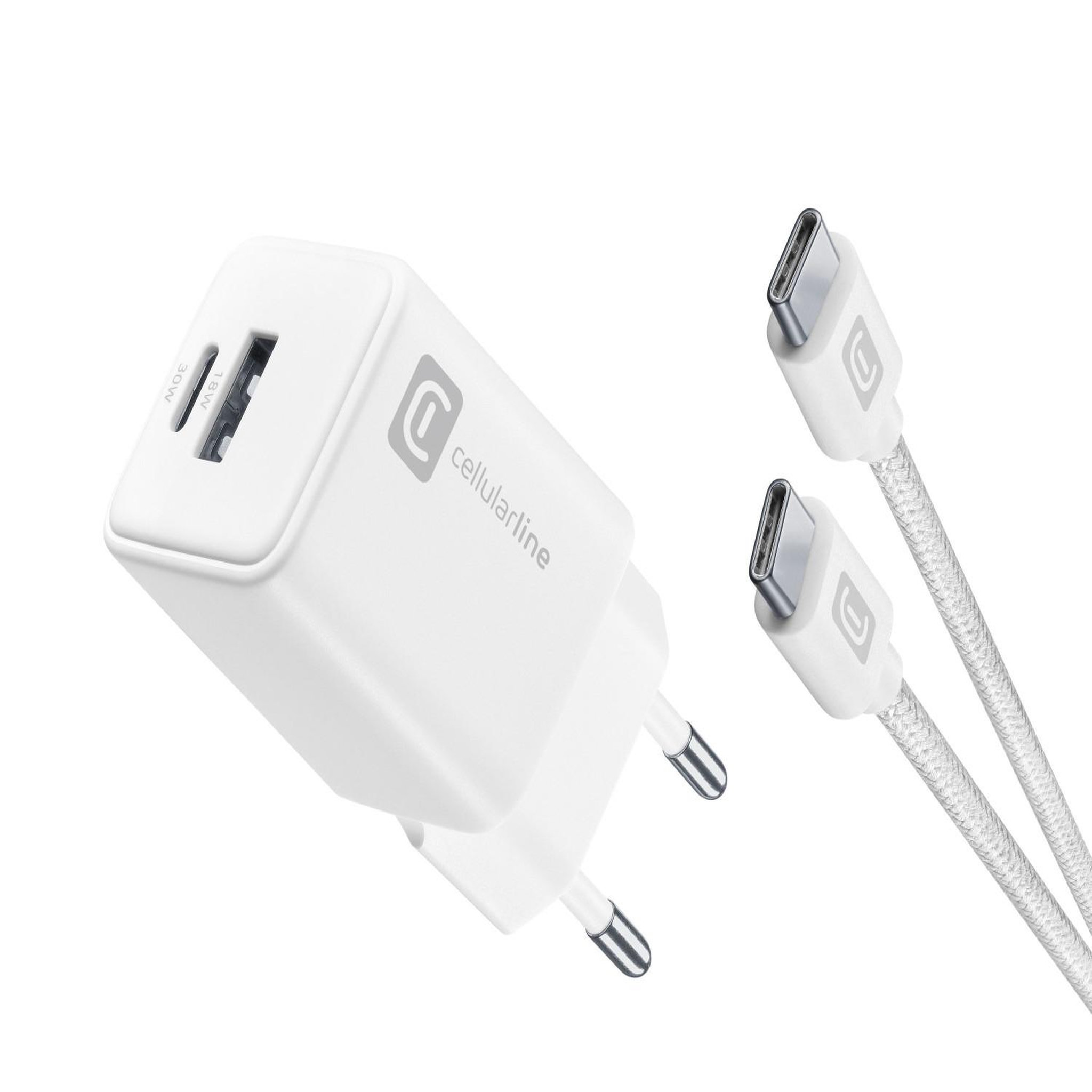 Voir la diapositive 2 : CELLULAR LINE Cellularline achkitc2cgan30tabw chargeur d'appareils mobiles ordinateur portable, smartphone, tablette blanc secteur charge rapide intérieure