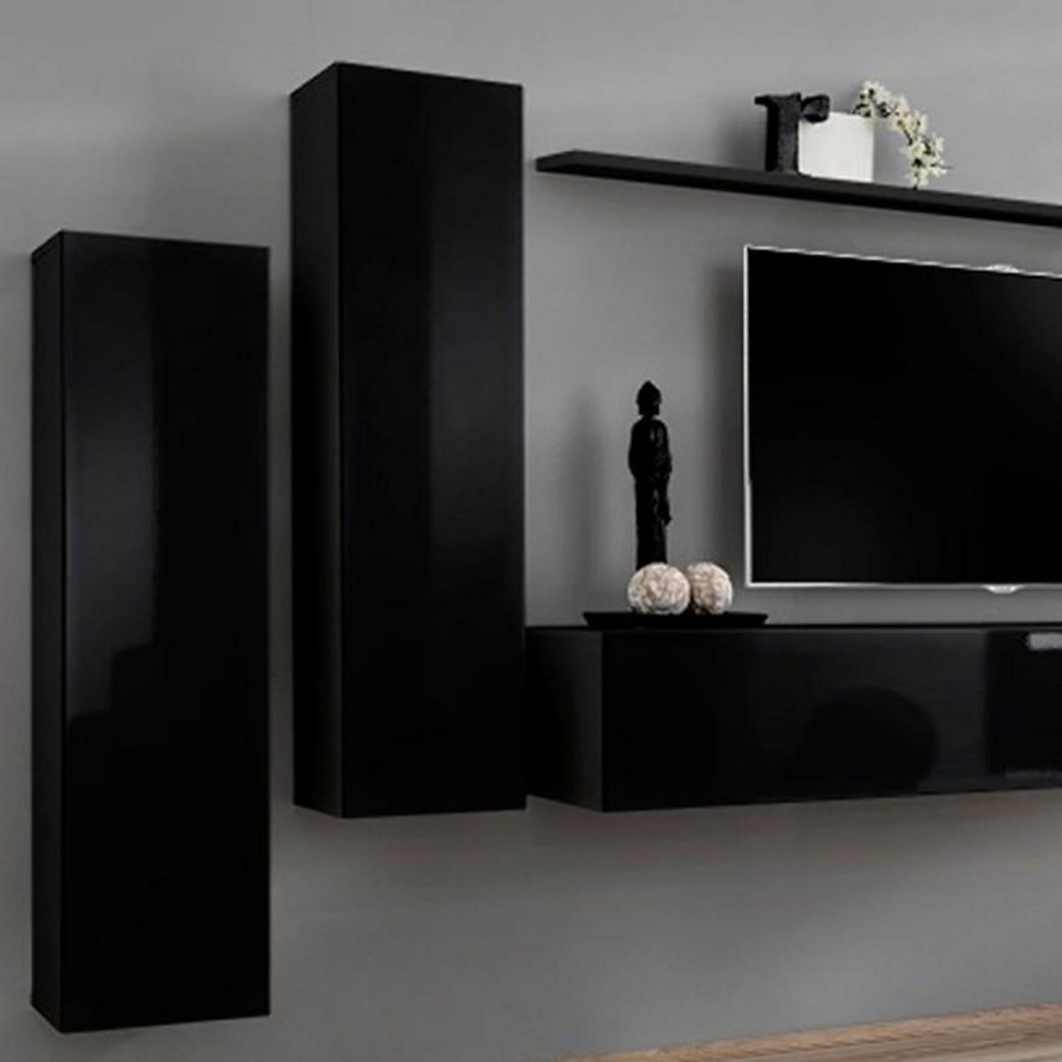 Paris Prix Meuble TV Mural Design  Switch I  330cm Noir