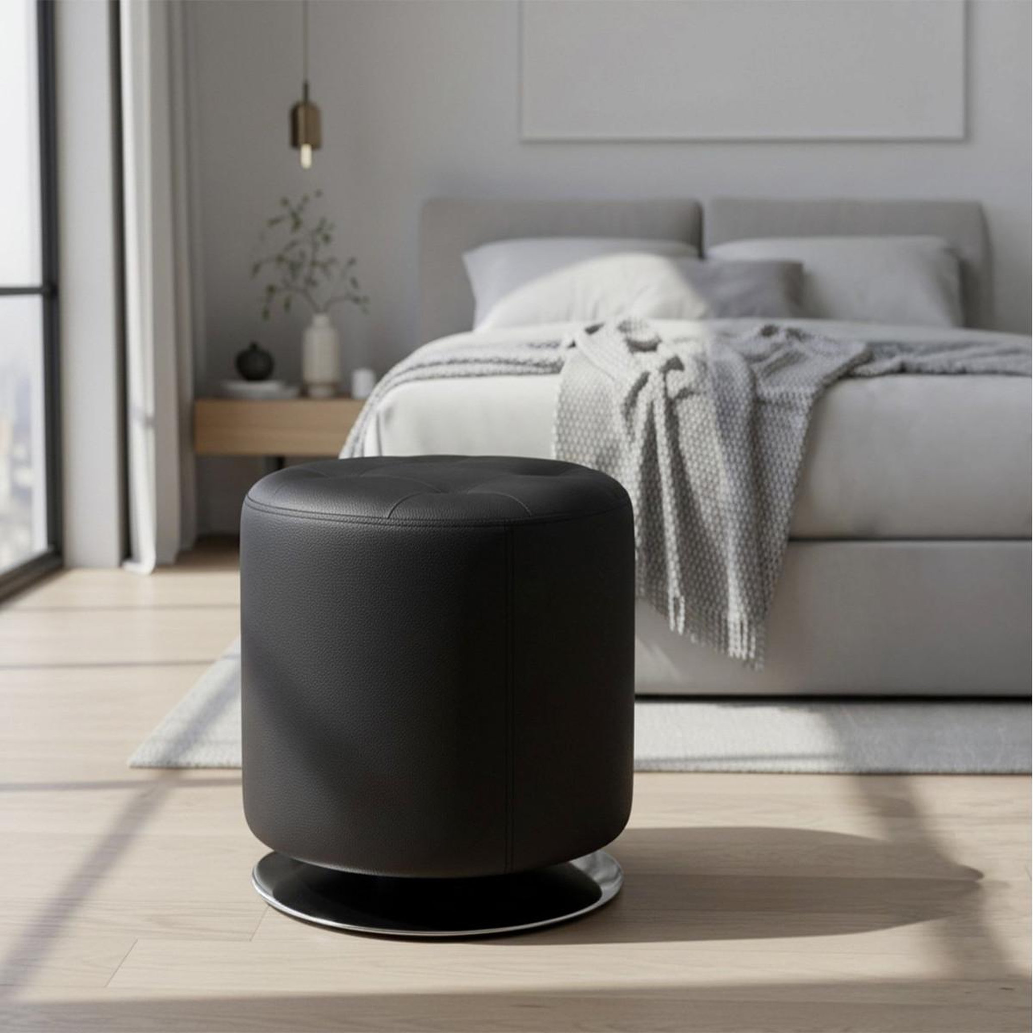 Voir la diapositive 2 : Paris Prix Pouf rond design  martha  40cm noir
