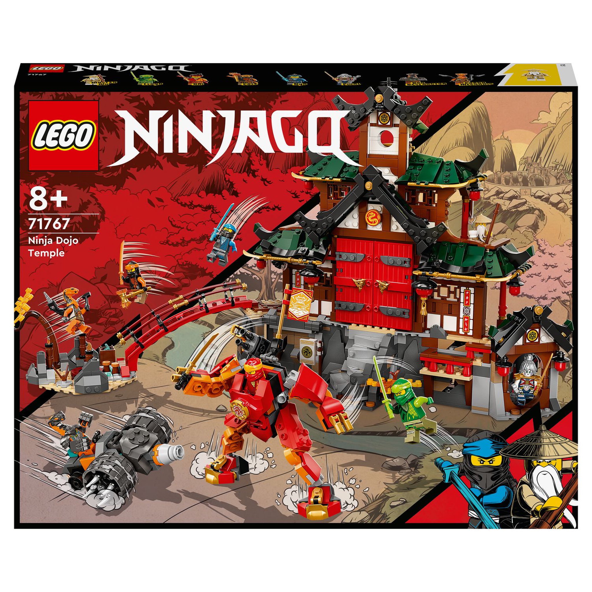 Voir la diapositive 1 : LEGO Ninjago 71767 - Le temple Dojo Ninja, Set Maîtres du Spinjitzu, Jouet Enfants +8 Ans avec Figurines Lloyd, Kai et Serpent avec bannière de mission à collectionner