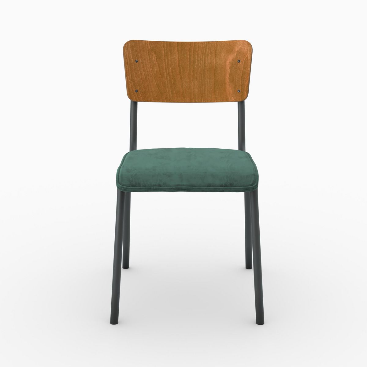 Rendez vous déco Lot de 2 chaises en bois foncé et velours vert - Nico