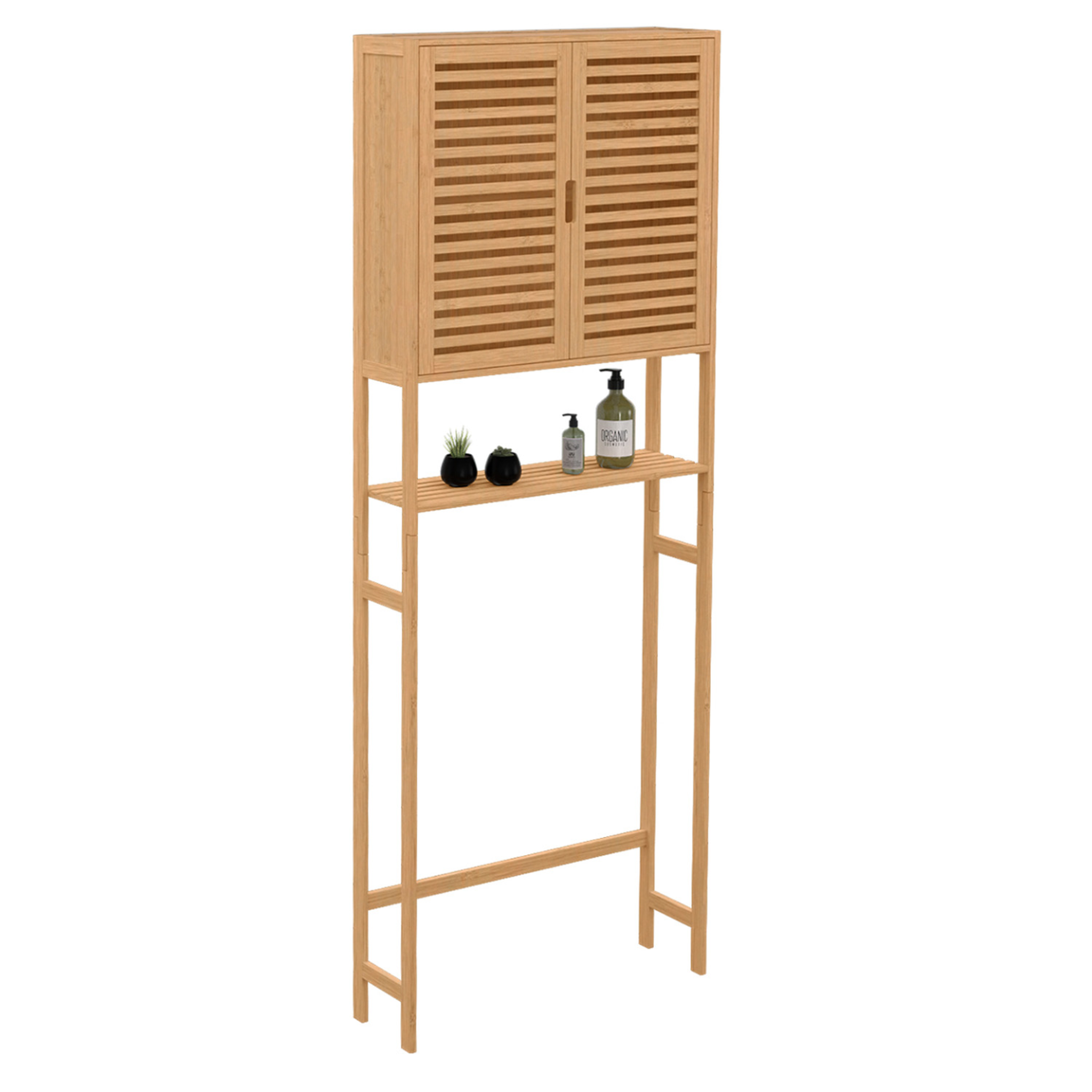 Voir la diapositive 3 : ID MARKET Meuble étagère dessus wc placard bambou bea