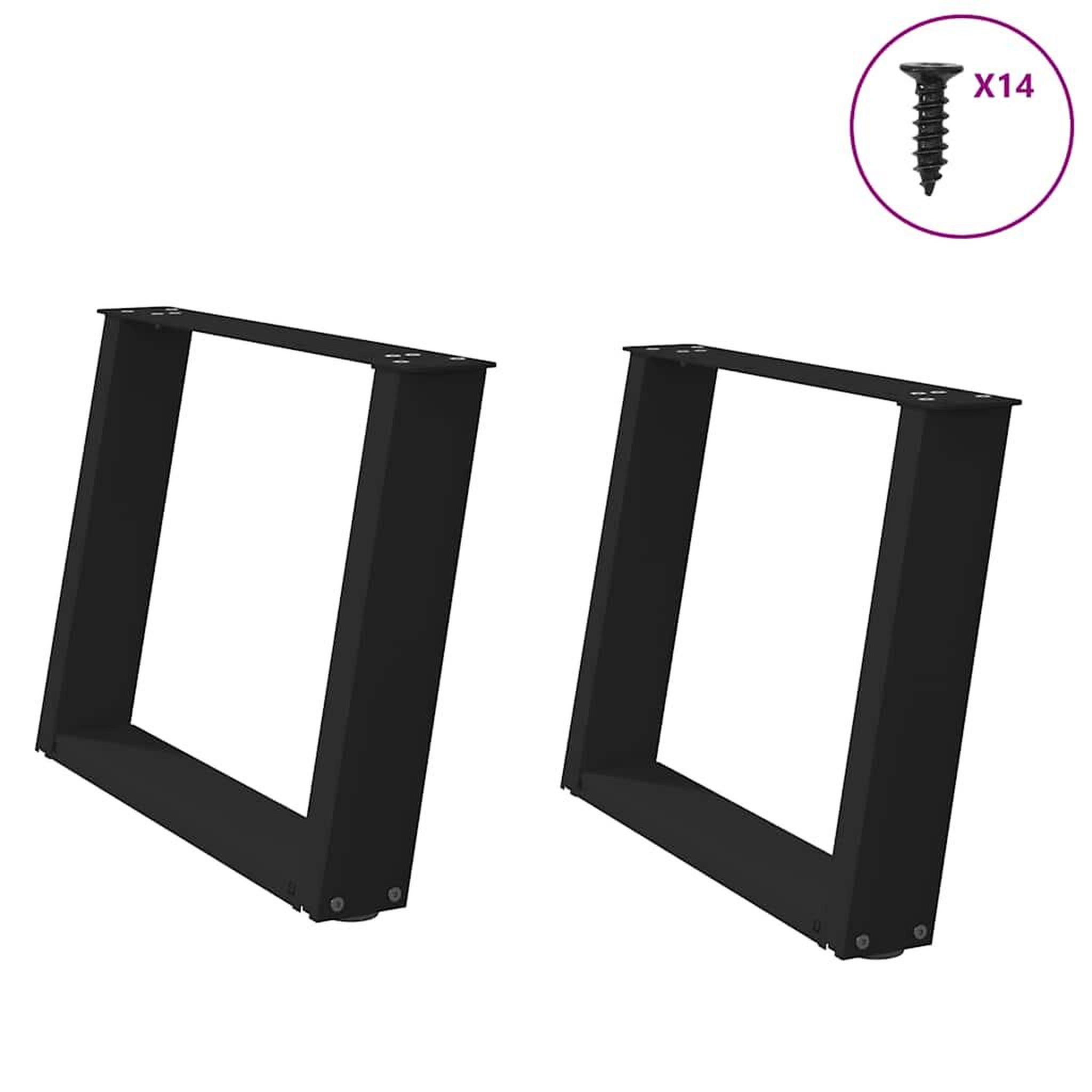 VIDAXL Pieds de table basse forme de U 2 pcs noir 70x(42-43) cm acier