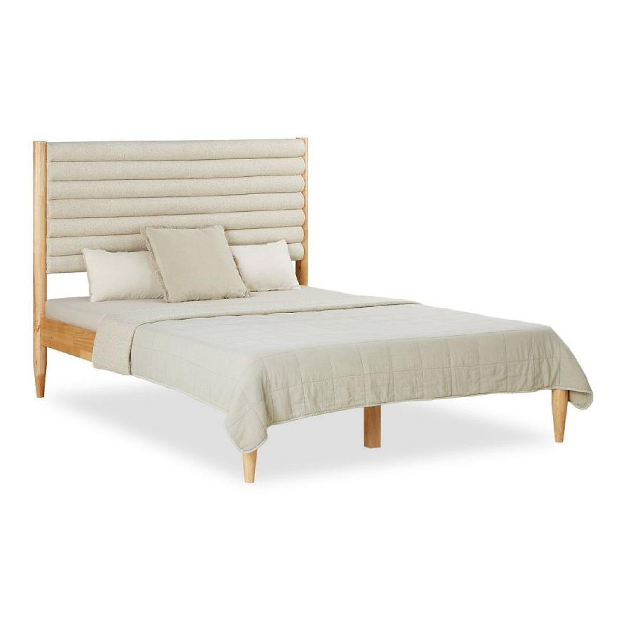 HomeStyle4U Lit 2 Places 140x200 cm tissu Bouclé Beige